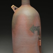 Bottle, Wood Fired Reduction Cooled Stoneware, 9x5x5